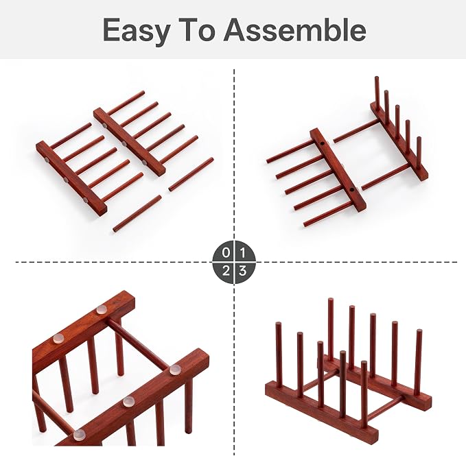 HBlife 2pcs Rosewood Wooden Dish Drying Rack - Image 5