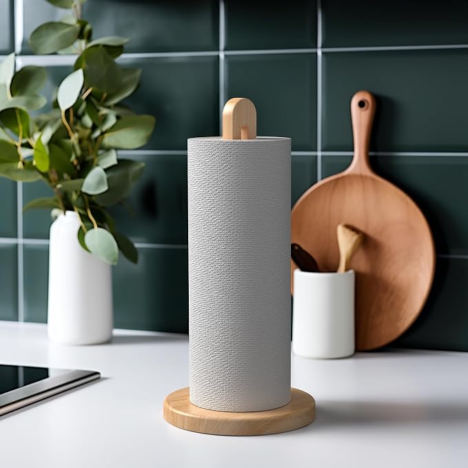 KitchLife Wooden Paper Towel Holder Countertop, Fits Jumbo Roll, Solid - Image 3