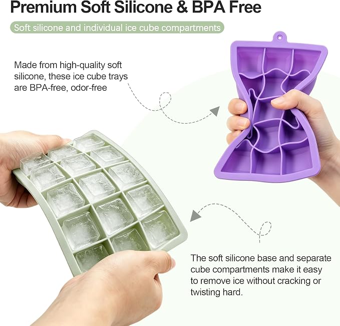Silicone Ice Cube Trays with Lid, 4 Pack Easy Release Ice Cube Molds - Image 3