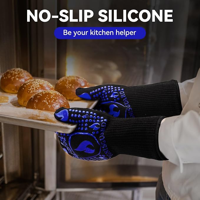BBQ & Grill Gloves, Oven Gloves, 1472°F Silicone Oven Mitts Heat Resistant - Image 6