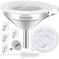 Kitchen Funnel with Strainer and 200 Fine Mesh Filter, 5 Inch Food Grade 18/8 by voxmude