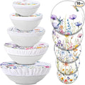 Patelai 10 Pcs Bowl Covers Reusable in 5 Size Stretch Cloth Fabric Elastic Food by Patelai