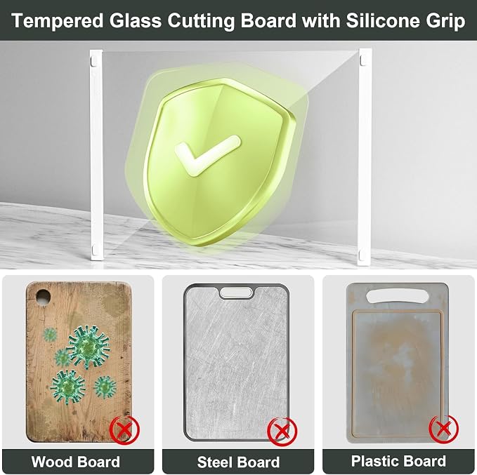 2Pcs Glass Cutting Boards for Kitchen, No Scratches/Microplastic-Free/Non Toxic - Image 7