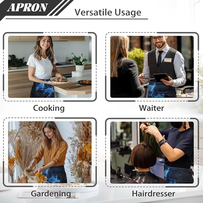 Server Apron with 3 Pockets, Waterproof Oil Waitress Waiter Half Apron - Image 5