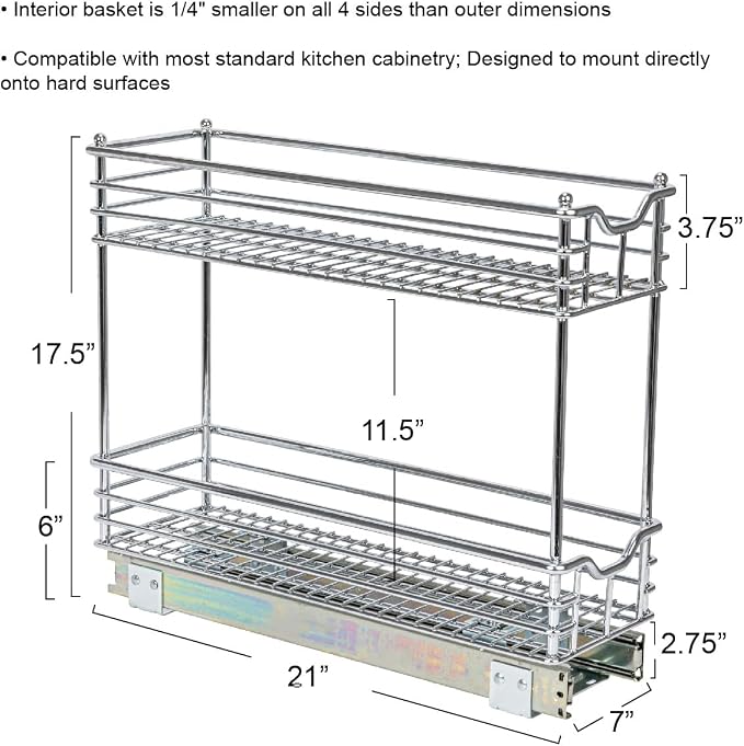 Household Essentials Glidez Multipurpose Chrome-Plated Steel Pull-Out/Slide-Out - Image 3