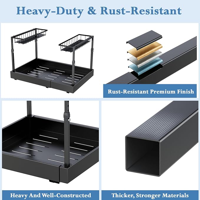 Aisslro Under Sink Organizer, 2 Tier Under the Sink Storage, Expandable - Image 5
