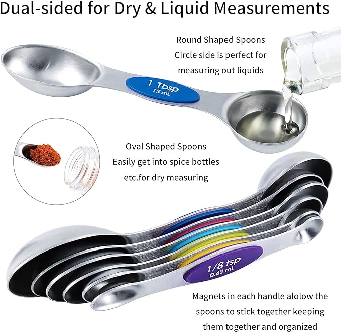 Magnetic Measuring Spoons Set and Measuring Cups Heavy Duty Stainless Steel - Image 3