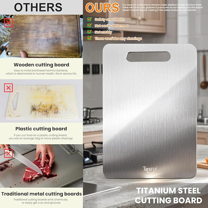 2 Pack Titanium Cutting Board -100% Pure Titanium Cutting Boards - Image 2