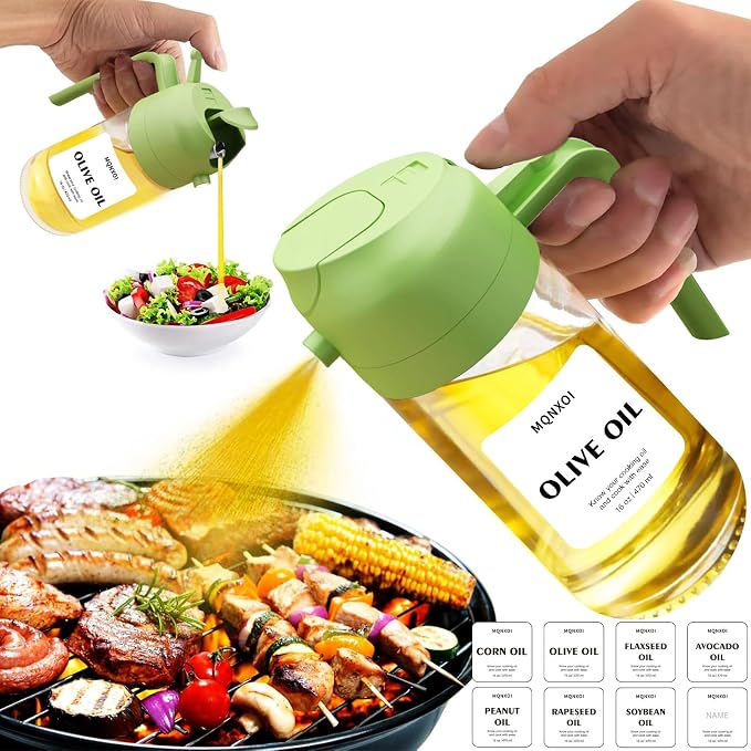 2 in 1 Glass Oil Sprayer & Dispenser, 16oz/470ml Olive Cooking, Air Fryer - Image 9