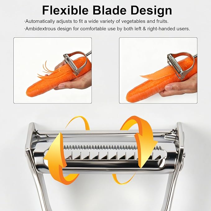 Stainless Steel 2 in 1 Julienne Peeler – Dual Blade Vegetable Cutter - Image 5