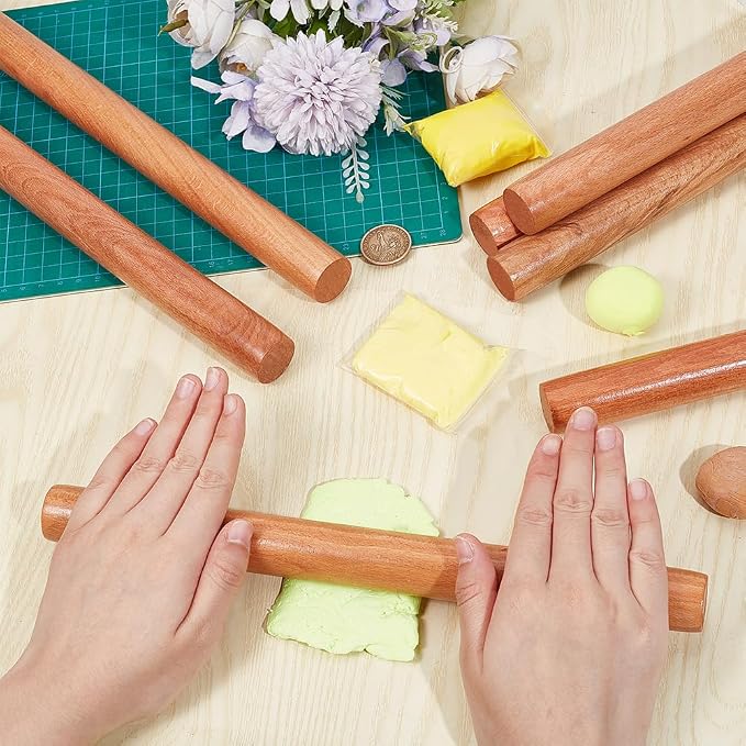 OLYCRAFT 10pcs Wood Rolling Pins 11.8 inch Clay Rolling Pins 1.1 inch Diameter - Image 3