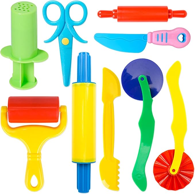 Dough Tool Kit, Rolling Pins, Safety Scissors, Dough Extruder, Plastic Knife by iShyan
