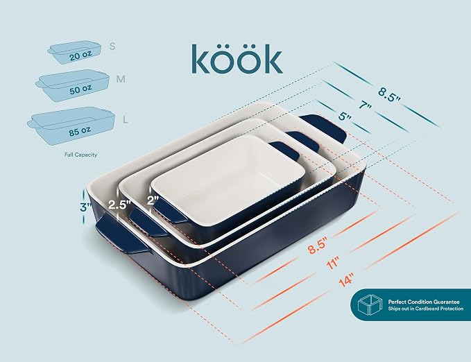 Kook Casserole Dish, Ceramic Baking Dish, Large Lasagna Pan Deep - Image 6