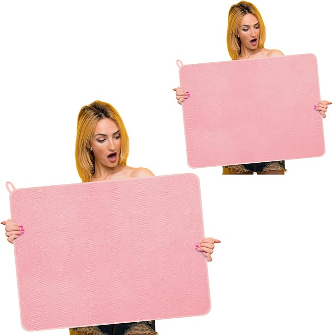 Hushee 2 Pack Extra Large Dish Drying Mat Microfiber Absorbent Dish Drying Pad by Hushee