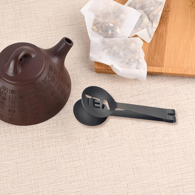 4Pcs Gray Tea Bag Squeezer, Stainless Steel Clip On Strainer, Tea Spoon Tongs - Image 3