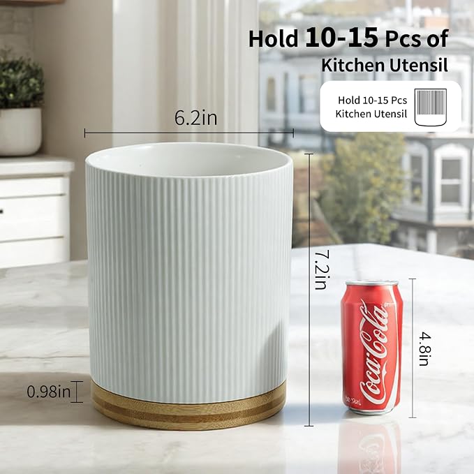 360° Rotating Utensil Holder for Kitchen Counter, 7.6'' Extra Large Utensil - Image 3