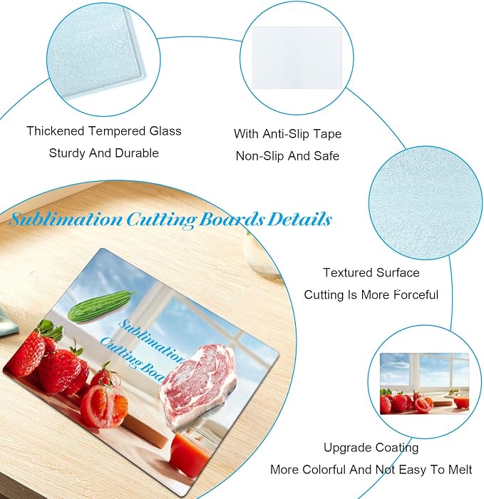 10 Pcs Sublimation Cutting Board Blanks, Textured Tempered Glass Cutting Boards - Image 3