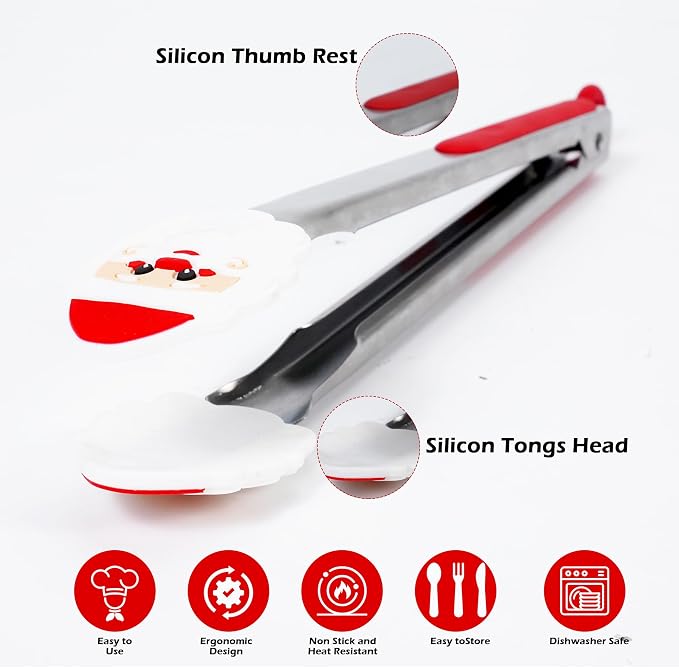 Kitchen Tongs, Premium Stainless Steel, Food-Grade Silicone Tips - Image 3