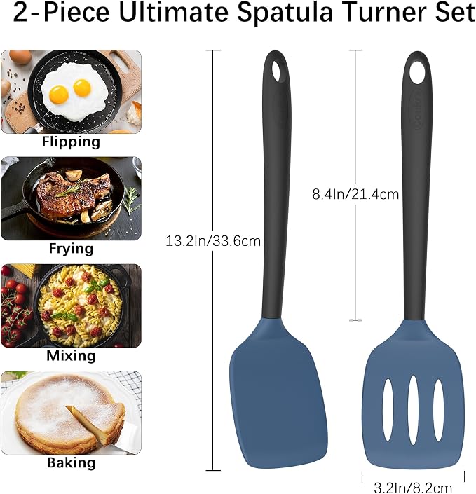 Coukre 2 Pack Silicone Spatula Set, High Heat Resistant, BPA Free Kitchen - Image 6
