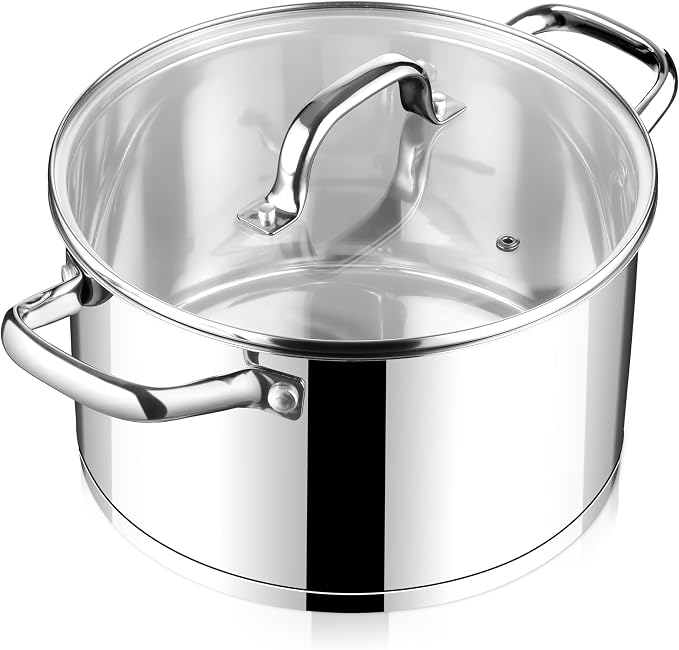 E-far 4 Quart Stock Pot with Lid, Stainless Steel Stockpot by E-far