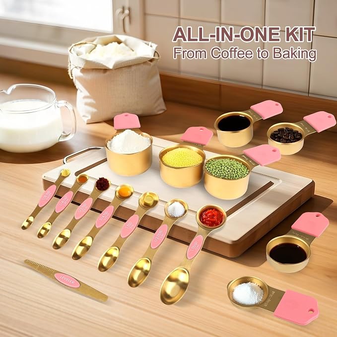16-Piece Stainless Steel Measuring Cups and Spoons Set, Strong Magnetic Nesting - Image 6