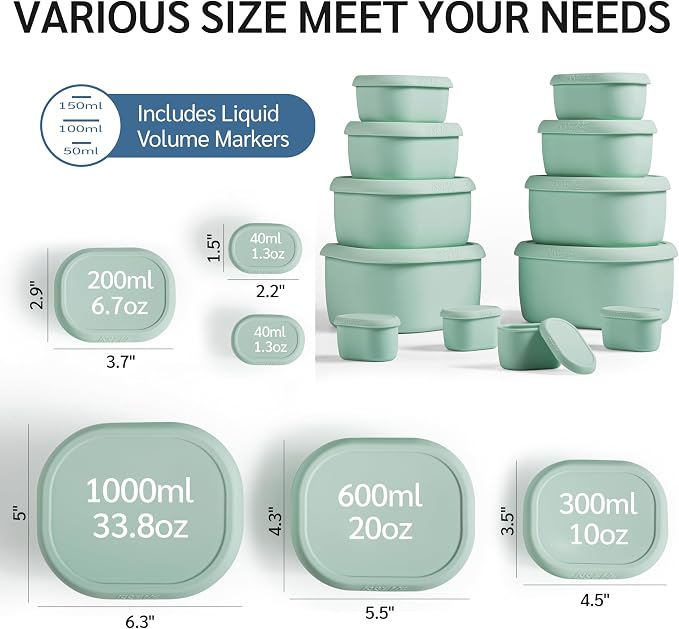 ISSEVE 12Pcs/Set Nesting Silicone Food Storage Containers - Image 4