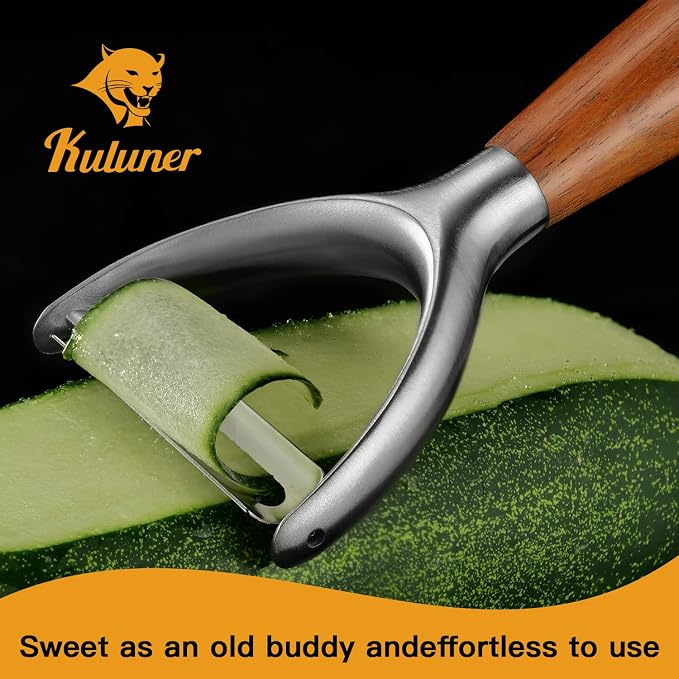 Premium Y Type 304 Stainless Steel Multifunctional Kitchen Peeler Real Wood - Image 3