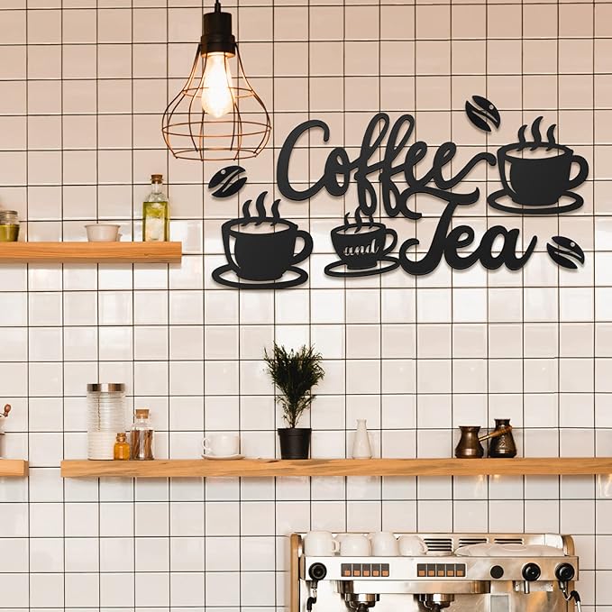 Ferraycle Rustic Metal Coffee Bar Signs Hanging Wall Decor - Image 7