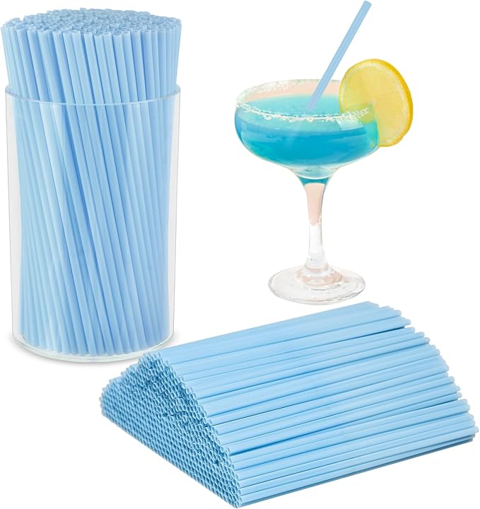 500 Pcs Light Blue Coffee Stir Sticks Set 5x0.12 inch Cocktail Straws Acrylic by DLUGOPIS