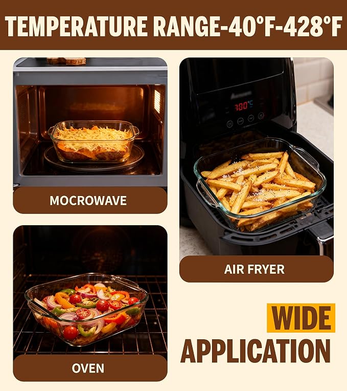 6"x6" Baking Pan, Square Baking Dishes 2 Pack Glass Bakeware Dish - Image 5