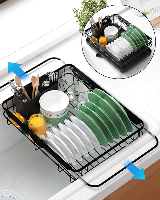 Kitsure Dish Drying Rack for Kitchen Counter, Stainless Steel Sink Organization by Kitsure