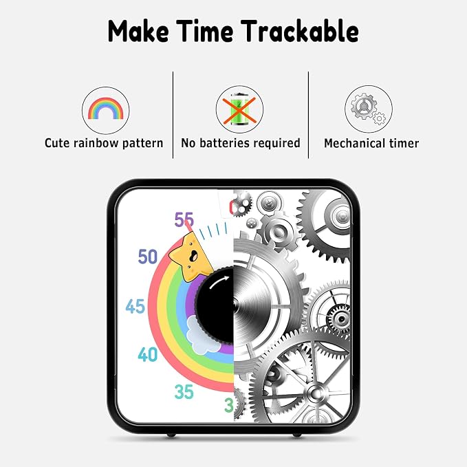 Secura 60-Minute Visual Timer, 7.5 Inch Magnetic Rainbow Countdown Timer - Image 2