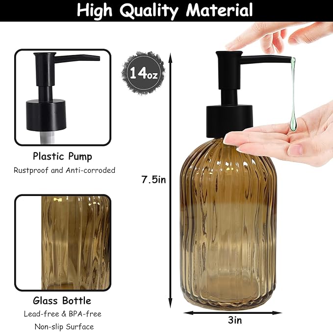 Brown Glass Soap Dispenser Set - Image 2