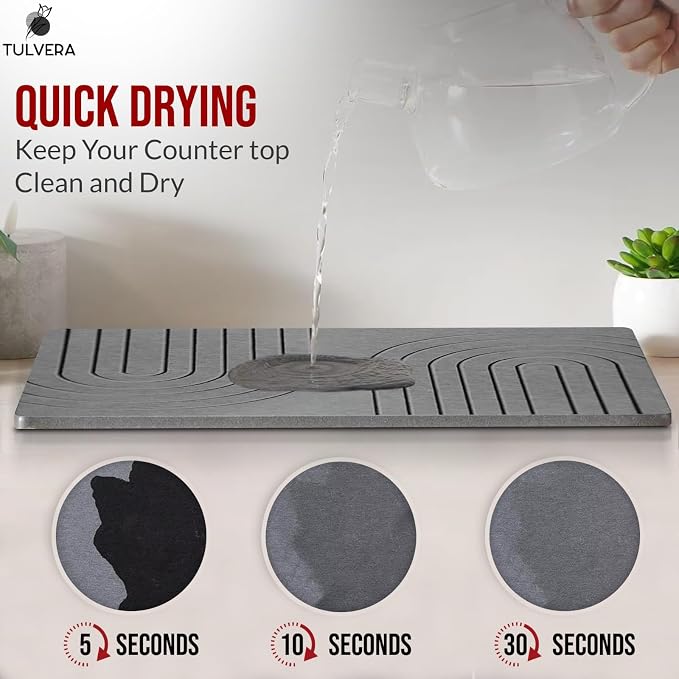 Stone Dish Drying Mat for Kitchen Counter – Diatomaceous Earth Drying Mat | - Image 2