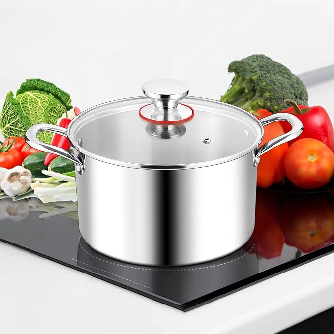 TeamFar 3.5 Quart Stock Pot, Tri-Ply Stainless Steel Pasta Cooking Pot - Image 7