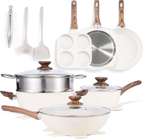 17 Pcs Pots and Pans Set, Nonstick & Non-Toxic Healthy Pots and Pans, by RayBear