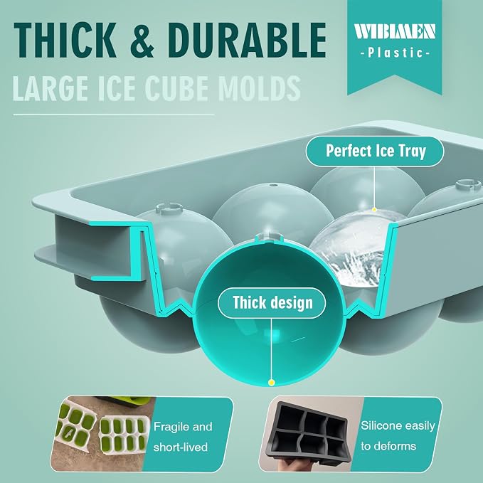 WIBIMEN Large Ice Cube Molds, Big Round Whiskey Ice Cube Trays - Image 5