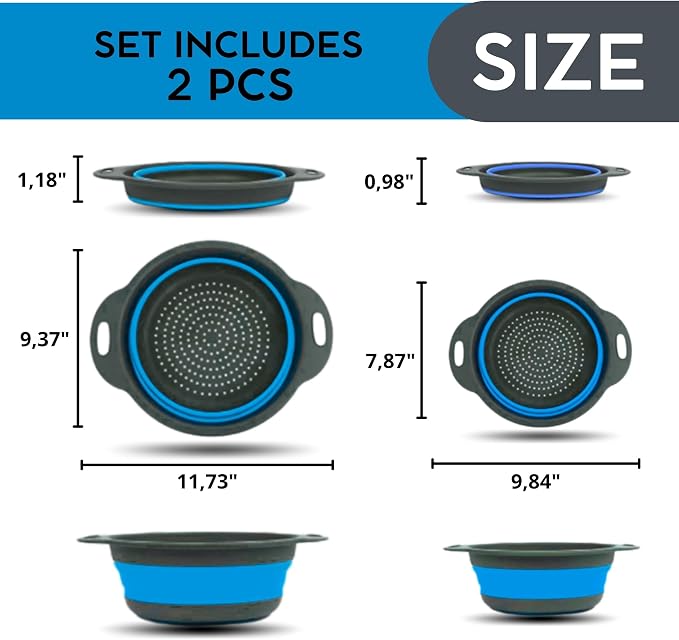 Blue Kitchen Strainer Colander Set - Image 2