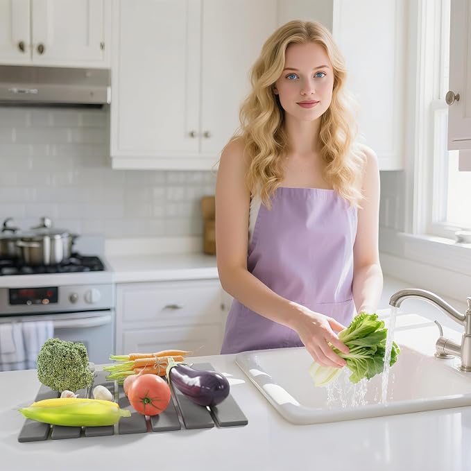Stone Dish Drying Mat for Kitchen Counter, 15.5''x11.8'' Foldable Quick Dry - Image 2