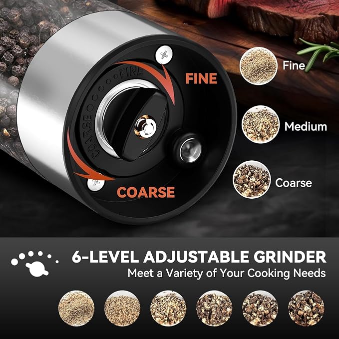 Electric Salt and Pepper Grinder Set Rechargeable, Yumcian Automatic Shakers Set - Image 6
