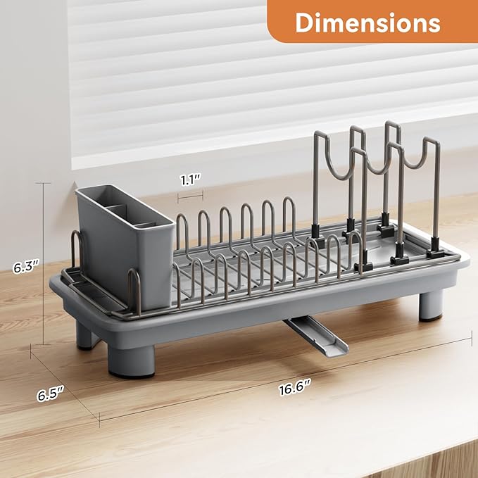 Laveshop Small Dish Drying Rack, Compact Dish Drainer - Image 5