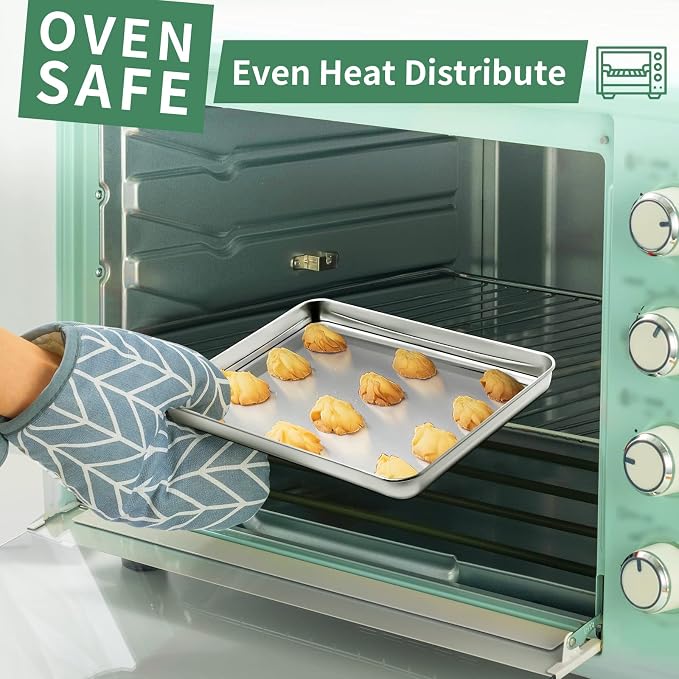 Baking Sheets Set of 2, HKJ Chef Cookie Sheets 2 Pieces Stainless Steel Baking - Image 6