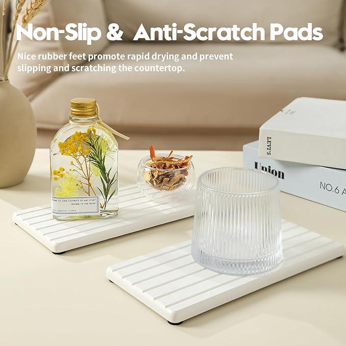 2PCS Water Absorbing Stone Drying Tray Mat - Image 5