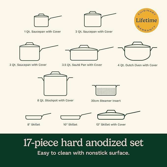 Cuisinart Chef's Classic™ Nonstick Hard Anodized 17 Piece Set w/Tempered Glass - Image 7