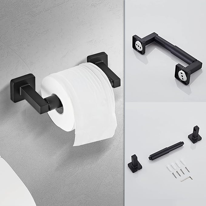 Matte Black Bathroom Hardware Set 4 Pieces, Bathroom Accessories Set Stainless - Image 6