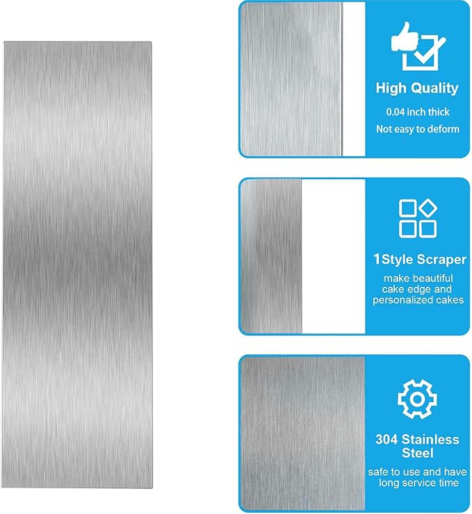 8.7 Inche Stainless Steel Cake Scraper，Double Sided Patterned Edge Stripe Edge - Image 6