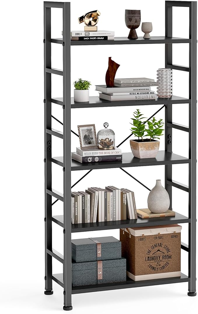 DUMOS 5 Tiers Bookshelf, Classical Book Shelf, Tall Display Shelves in Living by DumosLifestyle