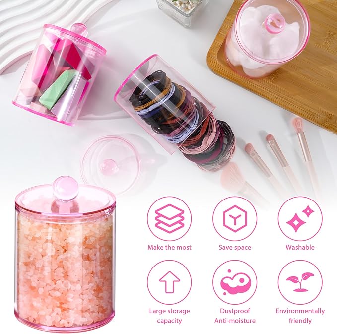 XIPENGKEJI 2 Pack Qtip Holder, Canister Apothecary Jar Set, Bathroom Jars - Image 3