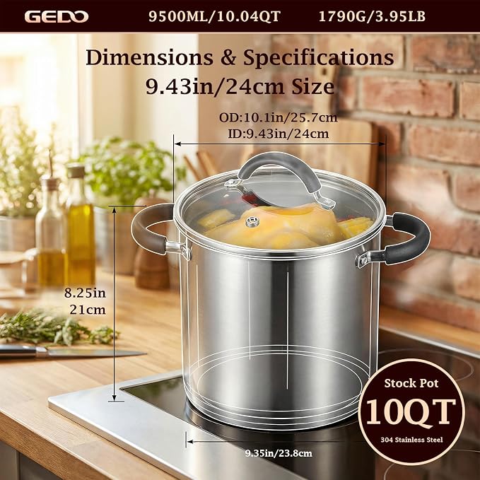 GEDO Food-Grade 304 Stainless Steel Stock Pot, Thickened Cooking Pot - Image 3