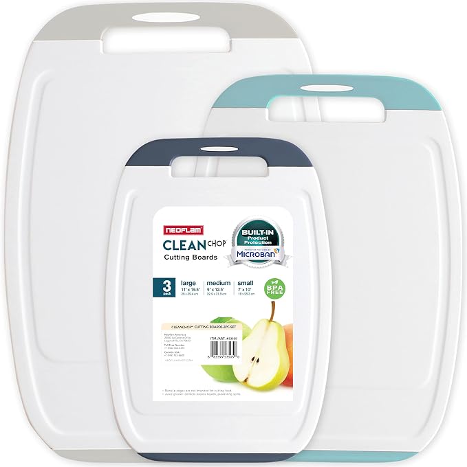 Neoflam Microban Protection Cutting Board 3 Piece Set, Stain & Odor/BPA Free by Neoflam